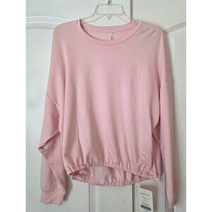 Fabletics Monica Cinched Pullover Pink Sweatshirt Long Sleeve Shirt L NEW